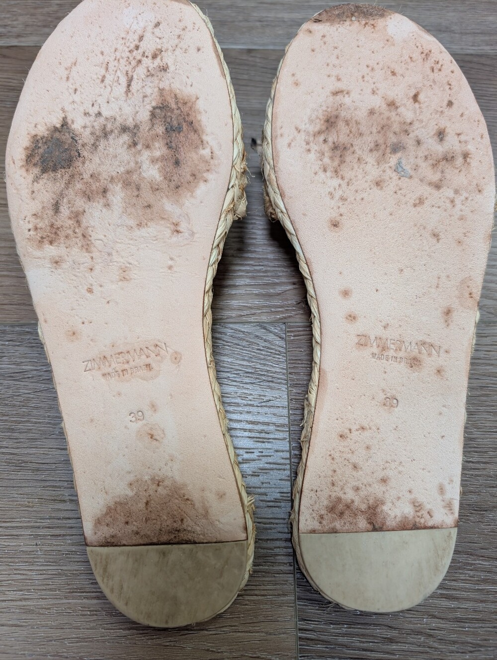 Zimmermann Woven Raffia Flower Slide Sandals Neutral Tan Beige Flat Shoes Sz 39 - Picture 6 of 7